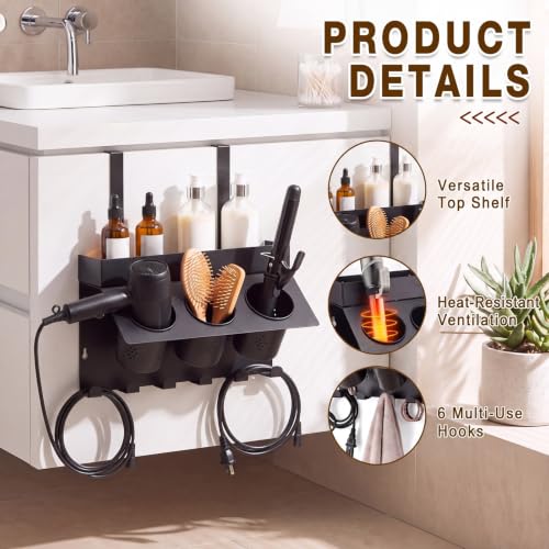Hair Tool Organizer Wall Mount Hair Dryer Holder for Cabinet Door - Image 7
