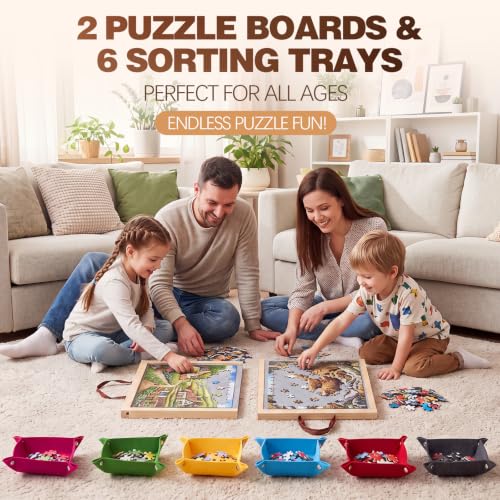 Foldable Jigsaw Puzzle Board with 6 Sorting Trays, 16 x 23 Inch - Image 5