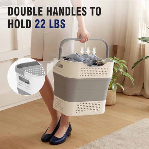 TECHMILLY Collapsible Plastic Laundry Basket Hamper - Image 6