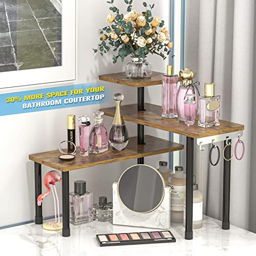 JayRex Kitchen Countertop Organizer 3-Tier Corner Shelf, Rustic - Image 6