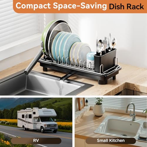 Laveshop Small Dish Drying Rack, Compact Dish Drainer for Kitchen - Image 4