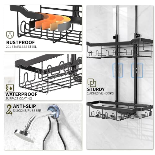 Adjustable Shower Caddy Hanging Rustproof: Tool-free Height - Image 7