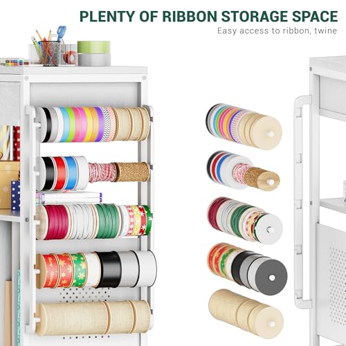 Wrapping Paper Storage Cart, Up to 12 Rolls, White - Image 6