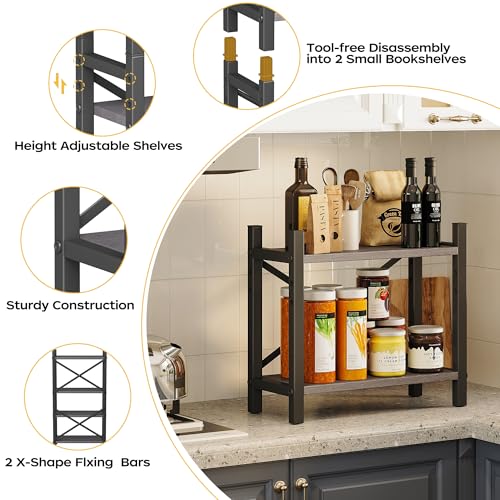 2-Pack Desktop Bookshelf, 4-Tier Stackable Narrow Bookcase - Image 6