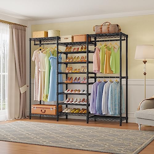 VIPEK S3 Heavy Duty Garment Rack with 8-Tier Shoe Rack, Black - Image 3