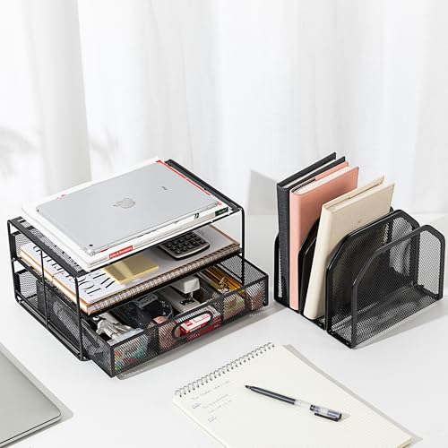 Amazon Basics Mesh Desk Organizer with Sliding Drawer, Double - Image 7