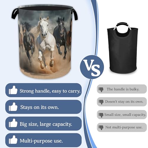 Running Horse Laundry Basket,Foldable Waterproof Oxford - Image 4