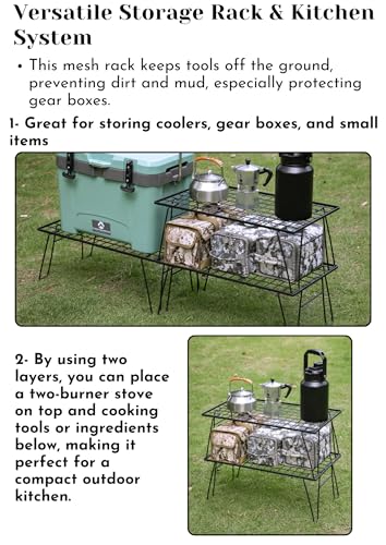 CAMPINGMOON Camping Mesh Rack 2 Pack Folding Camp Storage - Image 7