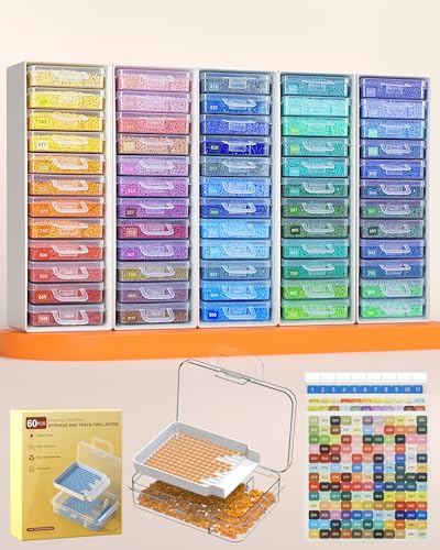 Redtwo 60 PCS Diamond Painting Storage Containers Trays, White - Image 2