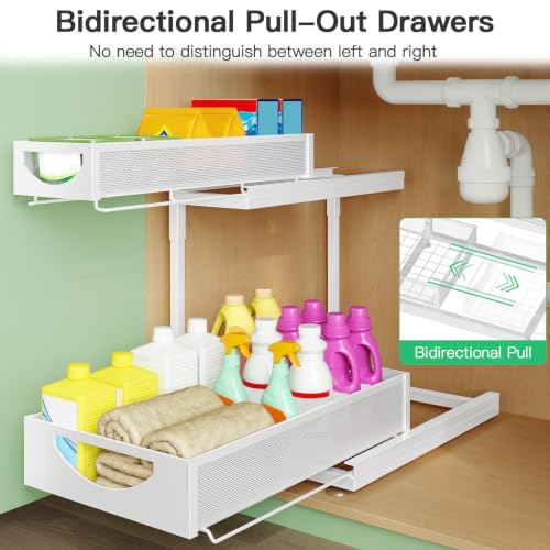 Under Sink Organizer, 2-Pack 2-Tier Pull Out Cabinet Organizers - Image 5
