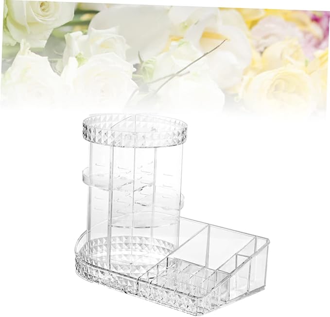 Vaguelly Acrylic Makeup Organizer Rotating Cosmetic Perfume Storage Rack for Vanity Desk Dresser Organizer