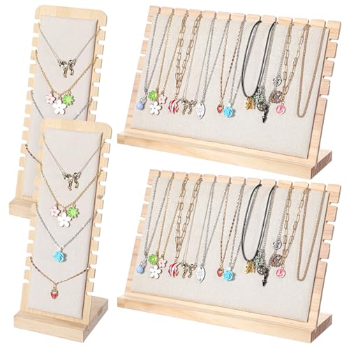 4 PCS Necklace Display for Vendors, Bamboo Retail Jewelry Display - Image 2