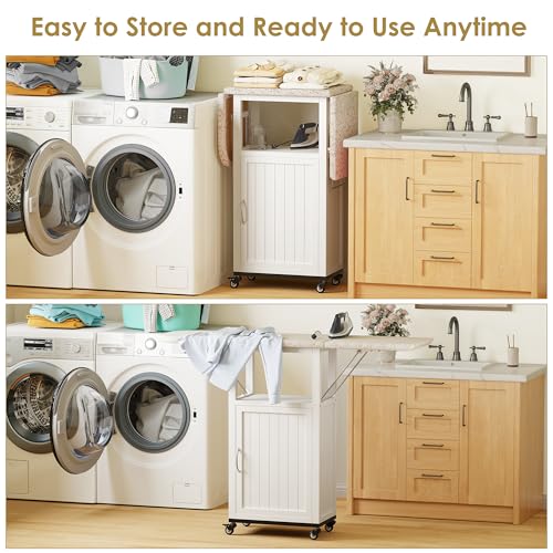 Rolling Ironing Board with Storage Cabinet, Folding Ironing Board - Image 7