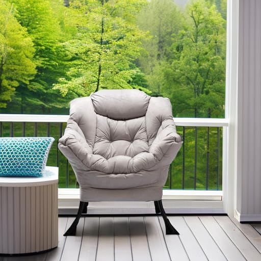 HollyHOME Lazy Chair with Armrest and Side Pocket, Comfy Accent Lounge Chair,Leisure Sofa Armchair for Living Room, Bedroom, Dorm, or Small Spaces, Oversized Reading Sofa Chair,Textured Grey