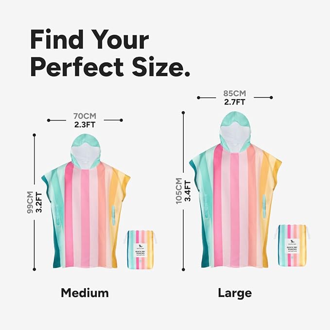 Dock & Bay Adult Poncho - Hooded Towel with Deep Pockets, Changing Robe - Quick Dry - Compact, Lightweight - Includes Bag