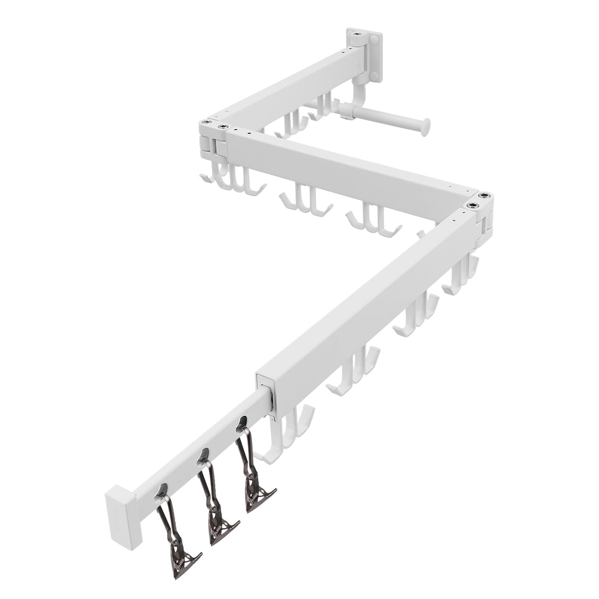 Wall Mounted Clothes Drying Rack Tri-Fold, White - Image 1