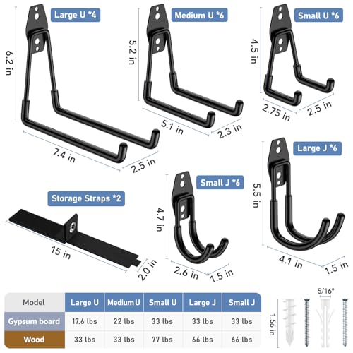 Garage Hooks, Anti-Slip Heavy Duty Wall Mount Hooks, 30-Pack - Image 3