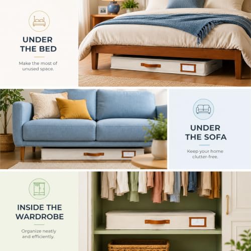 HOMELUX THEORY Under Bed Storage, Low Profile 2pc with Lid, Ivory - Image 6