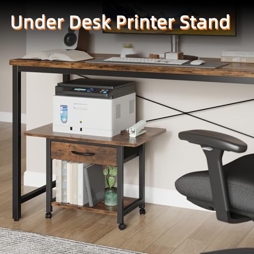 YAOHUOO 22"x15" Large Printer Stand with Drawer, 2-Tier - Image 5