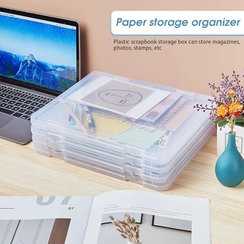 Gueevin 8 Pcs Clear A4 File Organizer Box, 12"x9" Scrapbook Case - Image 7