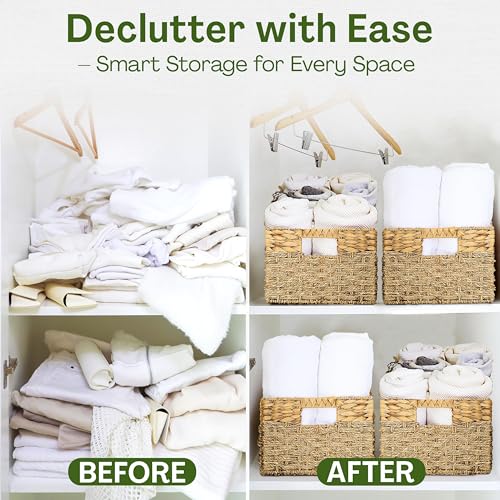 Large Wicker Storage Basket with Handles, Seagrass Hyacinth - Image 6