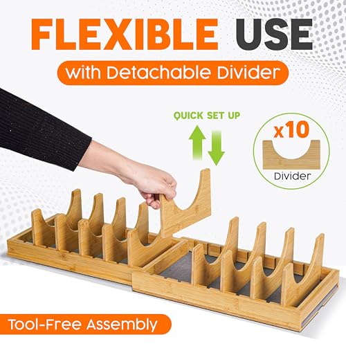 [Adjustable] Bamboo Pots and Pans Organizer Under Ca | All Products - Image 6