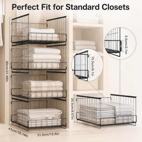 4-Tier Stackable Closet Organizer and Storage Shelves - Image 4