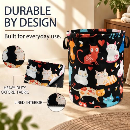 Cats Laundry Basket Oxford Cloth Foldable Hamper 18.9x16.5 Inch - Image 5