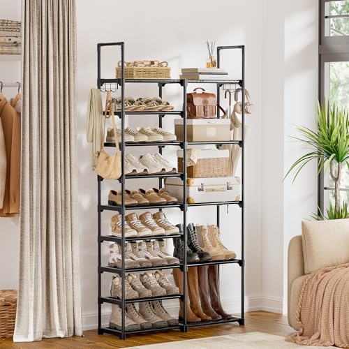 WOWLIVE 9 Tier 2-Column Shoe Rack, 30-35 Pairs Stackable Black - Image 5
