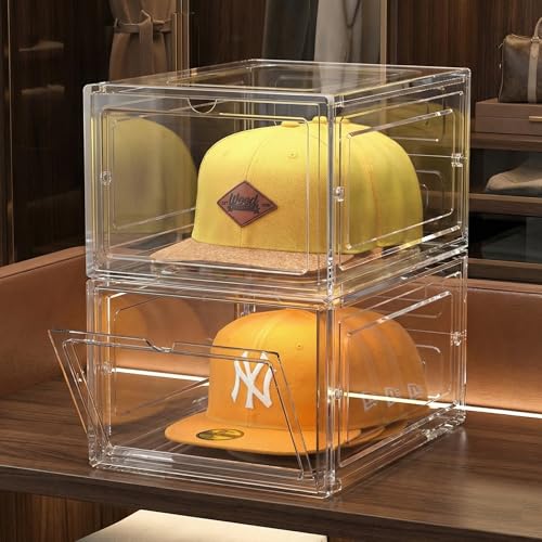 SCAVATA Hat Organizer Box, Stackable Clear Baseball Caps - Image 3