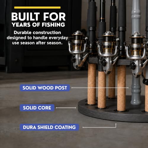 Rush Creek Creations 16-Rod Round Fishing Rod Holder | Garage Storage - Image 6
