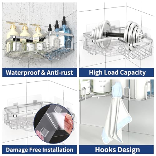 Menbyci 3 Pack Corner Shower Caddy, Adhesive Bathroo | All Products - Image 6