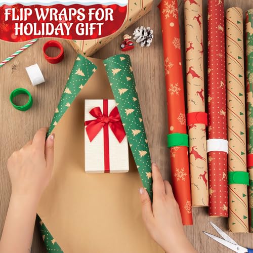 LBSXQGS 24Pcs Holiday Wrapping Paper Holder, White Red - Image 6