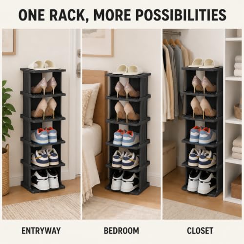 UFORU 6 Tier Vertical Shoe Rack, Narrow Stackable Shoe Organizer - Image 4
