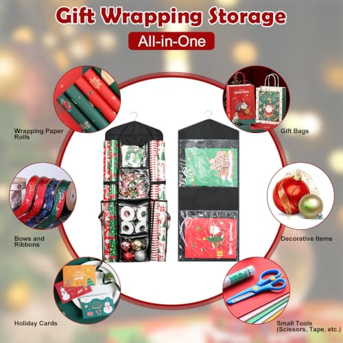 Demao Black Hanging Gift Wrap Storage,Multiple Pockets - Image 6