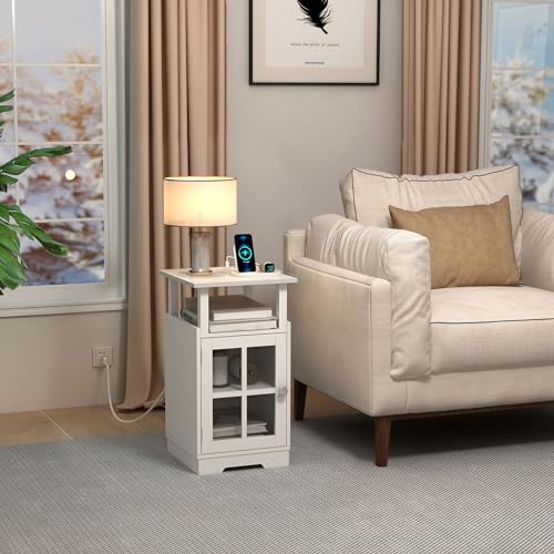Nightstand with Charging Station,White End Table Mod | All Products - Image 3