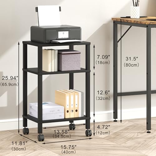 3-Tier Printer Stand with Storage, Mobile Printer Cart - Image 4