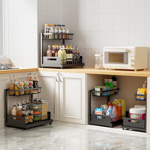 Saydear L-Shaped Under Sink Organizer, 2-Tier Pull-out Cabinet - Image 5