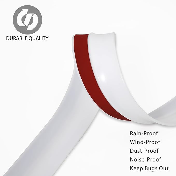 32.8ft Universal Garage Door Top and Sides Seal Strip, Waterproof Self Adhesive Professional Sealing Includes 40pcs Screws, White