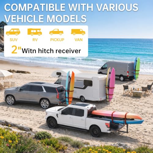 Upgraded RV Hitch Mount Kayak Rack Holds 2 up to 12' - Image 8