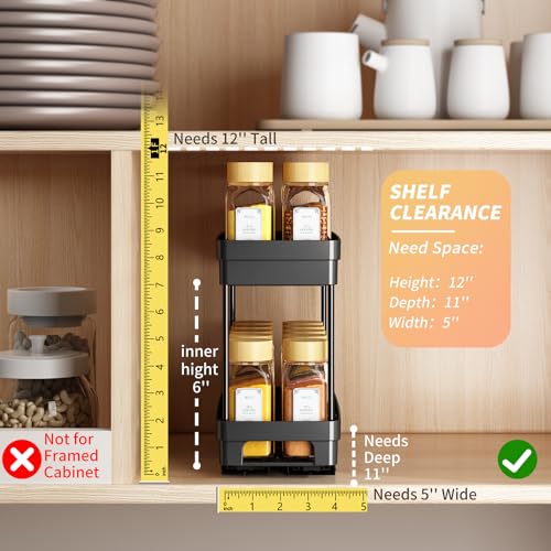 2 Pack Pull Out Spice Rack Organizer for Cabinet, Slide Out Spice - Image 4