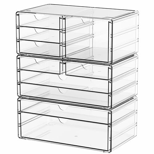 3 Pack Clear Storage Drawers With 10 Drawers,Stackable - Image 2