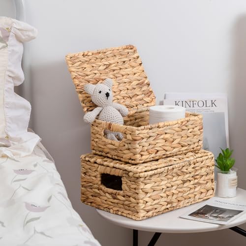 Wicker Storage Baskets, Hand-Woven Rectangular Wicker Basket - Image 3