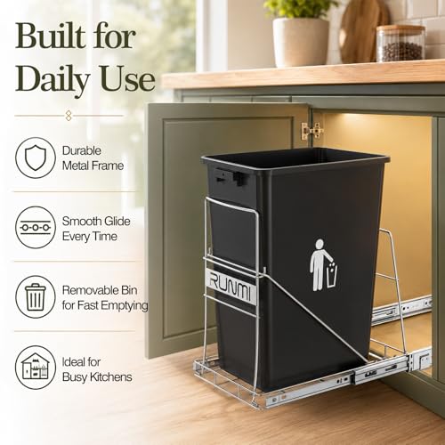Pull Out Trash Can Under Cabinet with Handle Under Sink - Image 6