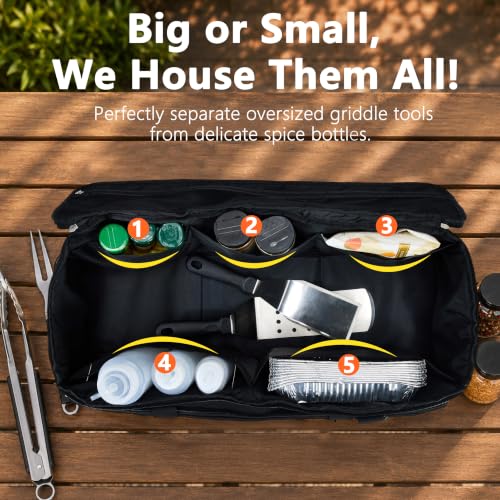24” Grill Tool Storage with Rigid Bottom Board, BBQ Utensil Bag - Image 4