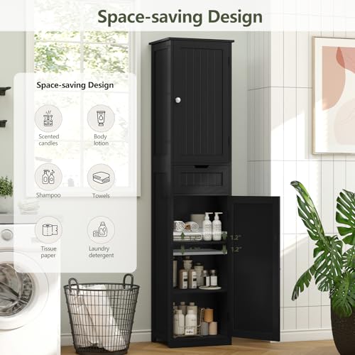 Iwell 66.9" Tall Bathroom Storage Cabinet with 2 Doors & 1 - Image 5
