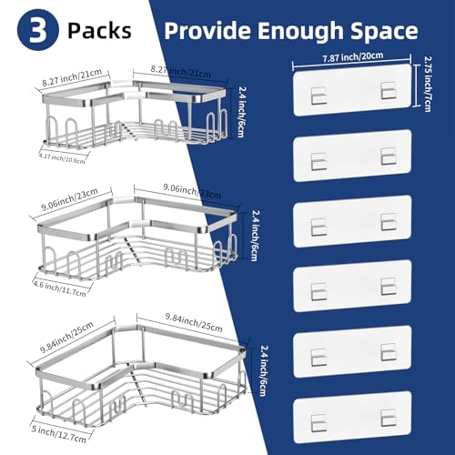 Menbyci 3 Pack Corner Shower Caddy, Adhesive Bathroo | All Products - Image 4