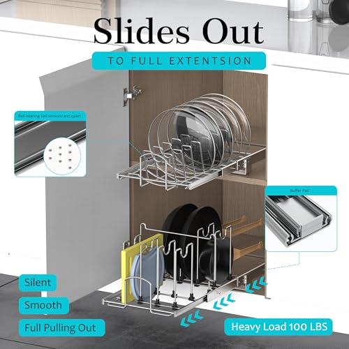 Pots and Pans Pull Out Organizer Under Cabinet, Adjustable Slide - Image 6