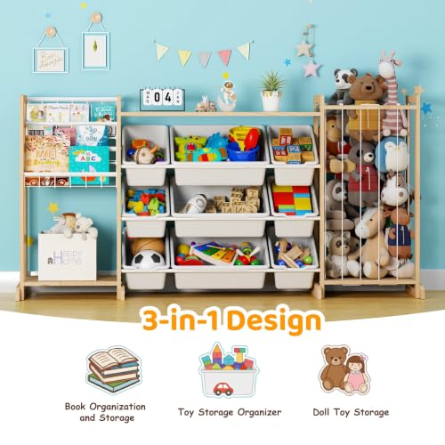 65" Large Toy Storage Organizer with Bookshelf and Stuffed - Image 4