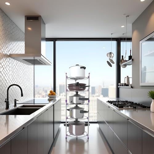 Cookware Stand,5 Tiers Round Shelf Storage Tower for Home Kitchen - Image 3